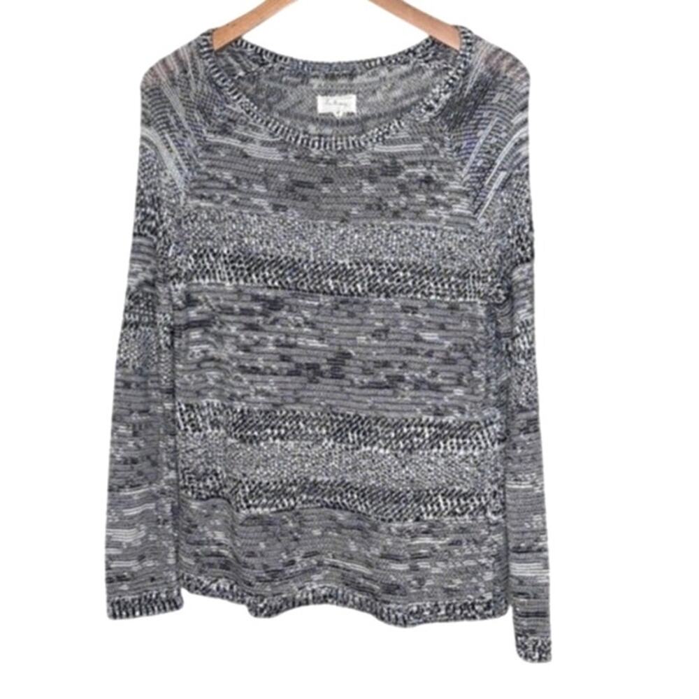Lou & Grey black and white knit sweater scoop neck size medium